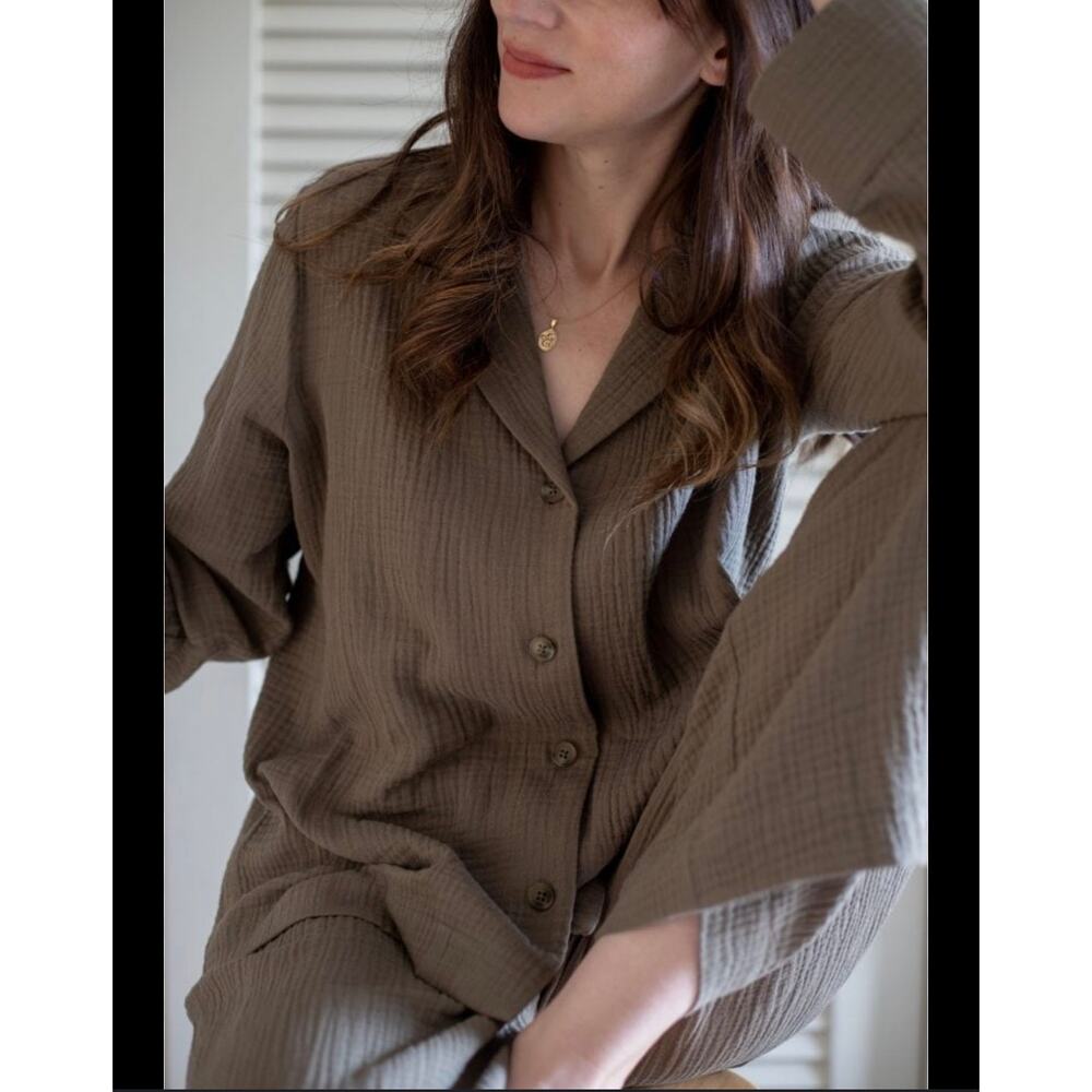Jenni Kayne Playa pajama set XS olive green khaki - Picture 3 of 8